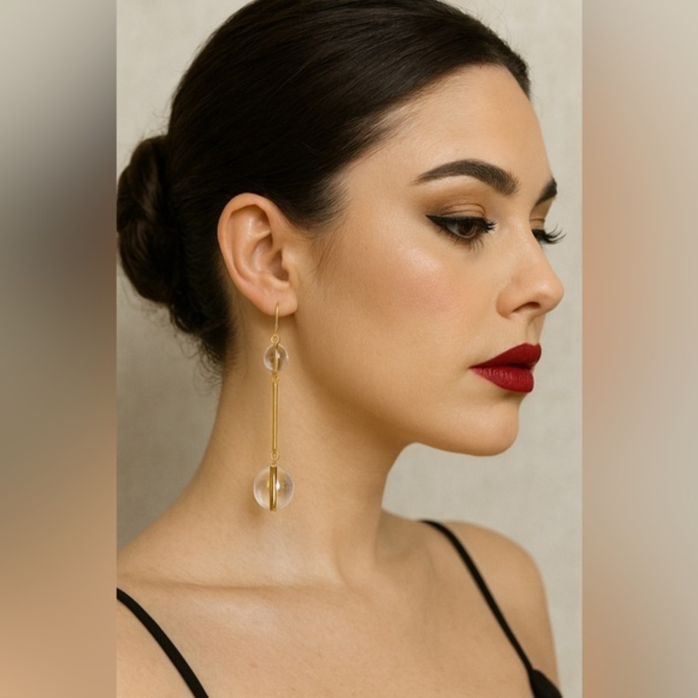 Lucite sphere earrings w/gold tone hardware